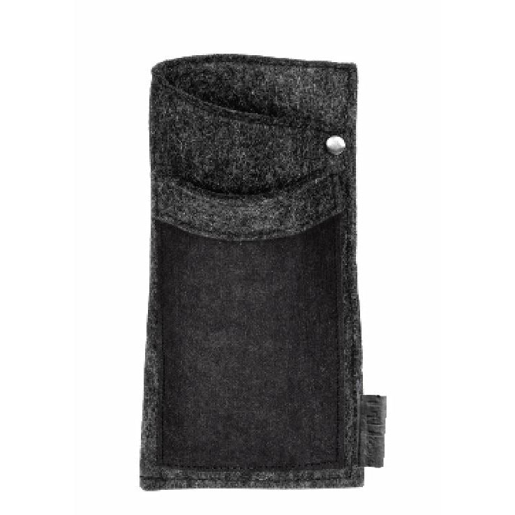 HHPLIFT Double Eyeglass Case in black and charcoal eco-friendly paper leather with vegan felt pockets, holds two pairs of glasses
