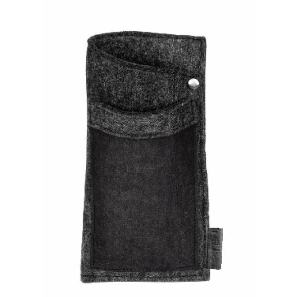 HHPLIFT Double Eyeglass Case in black and charcoal eco-friendly paper leather with vegan felt pockets, holds two pairs of glasses