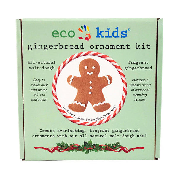 Gingerbread Christmas ornament DIY kit with salt dough mix, cookie cutter, straw hole punch and ribbon by elseware unplug