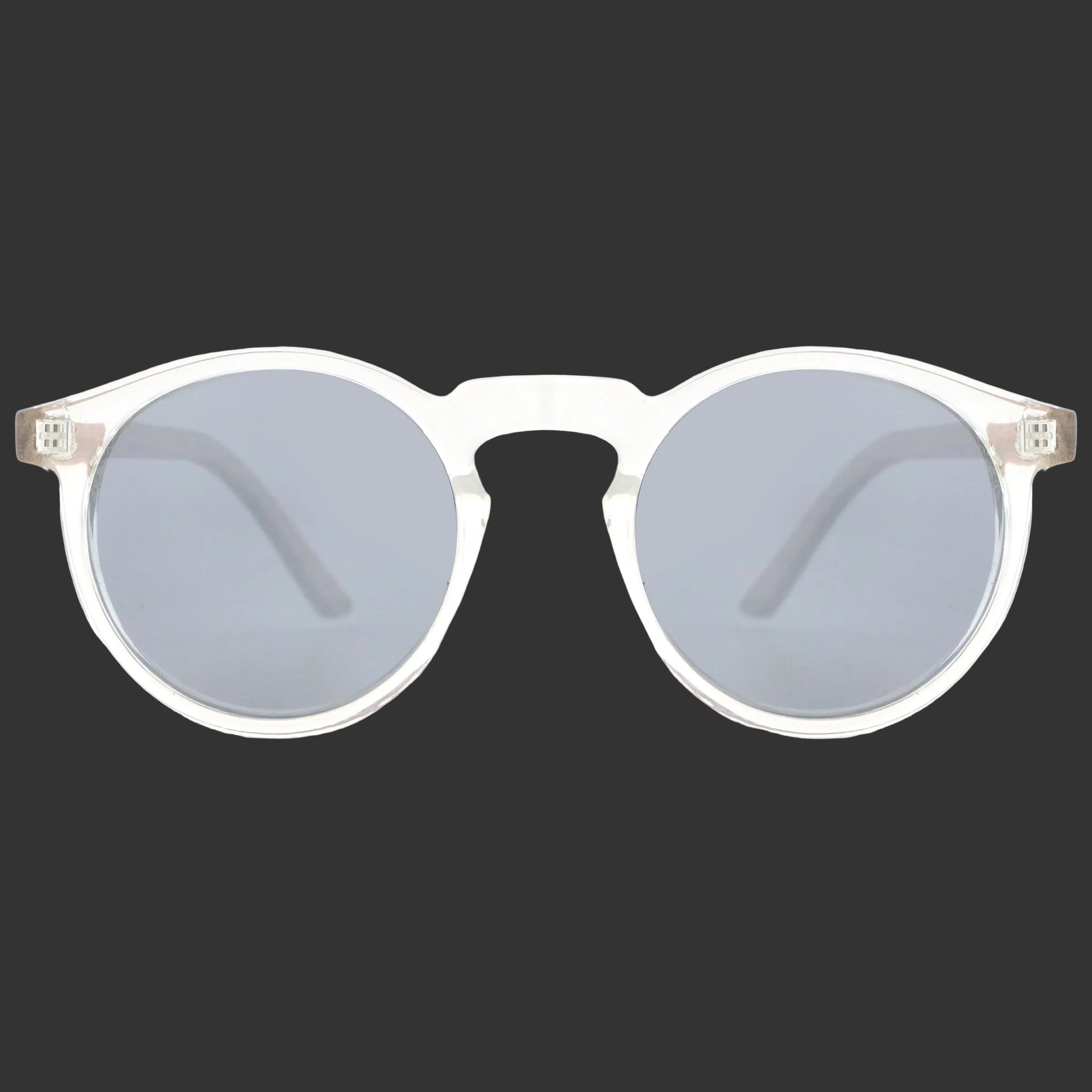 Close-up detail of Timber Grey sunglasses frame and walnut wood arm joint