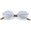 Side profile of Timber Grey wooden sunglasses highlighting smooth American walnut temples