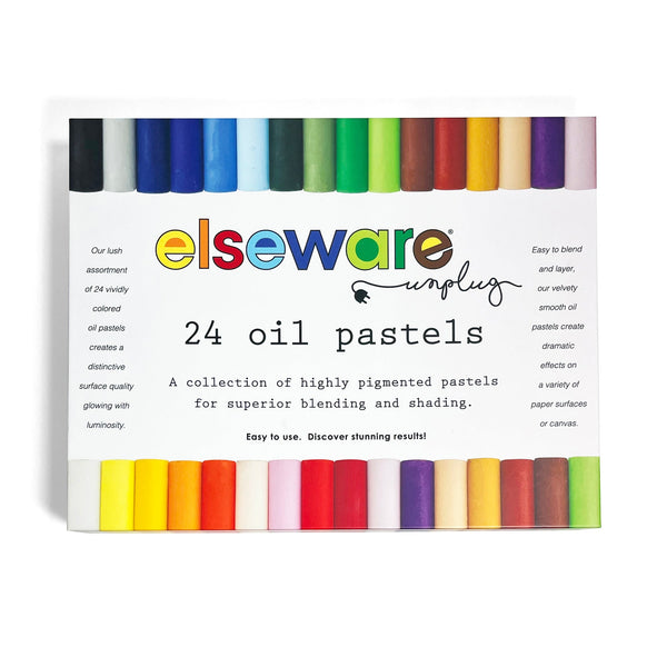 Set of 24 oil pastels with colorful packaging featuring the 'elseware' brand.