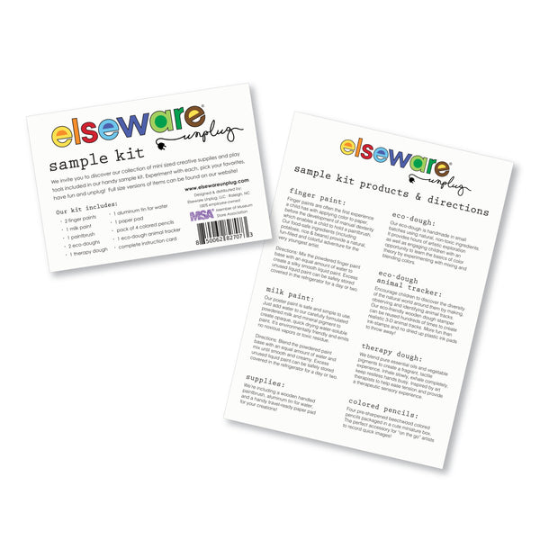 Two pages from an elseware sample kit on a white background