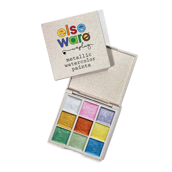 elseware unplug metallic watercolors pan set with shimmering paint colours