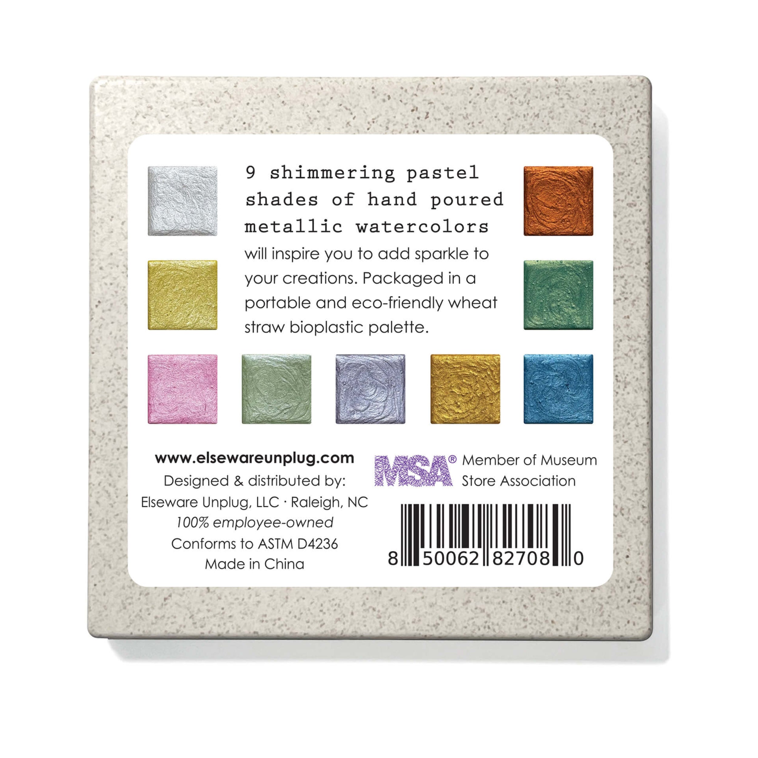 Metallic watercolor palette open and closed showing compact travel-friendly design