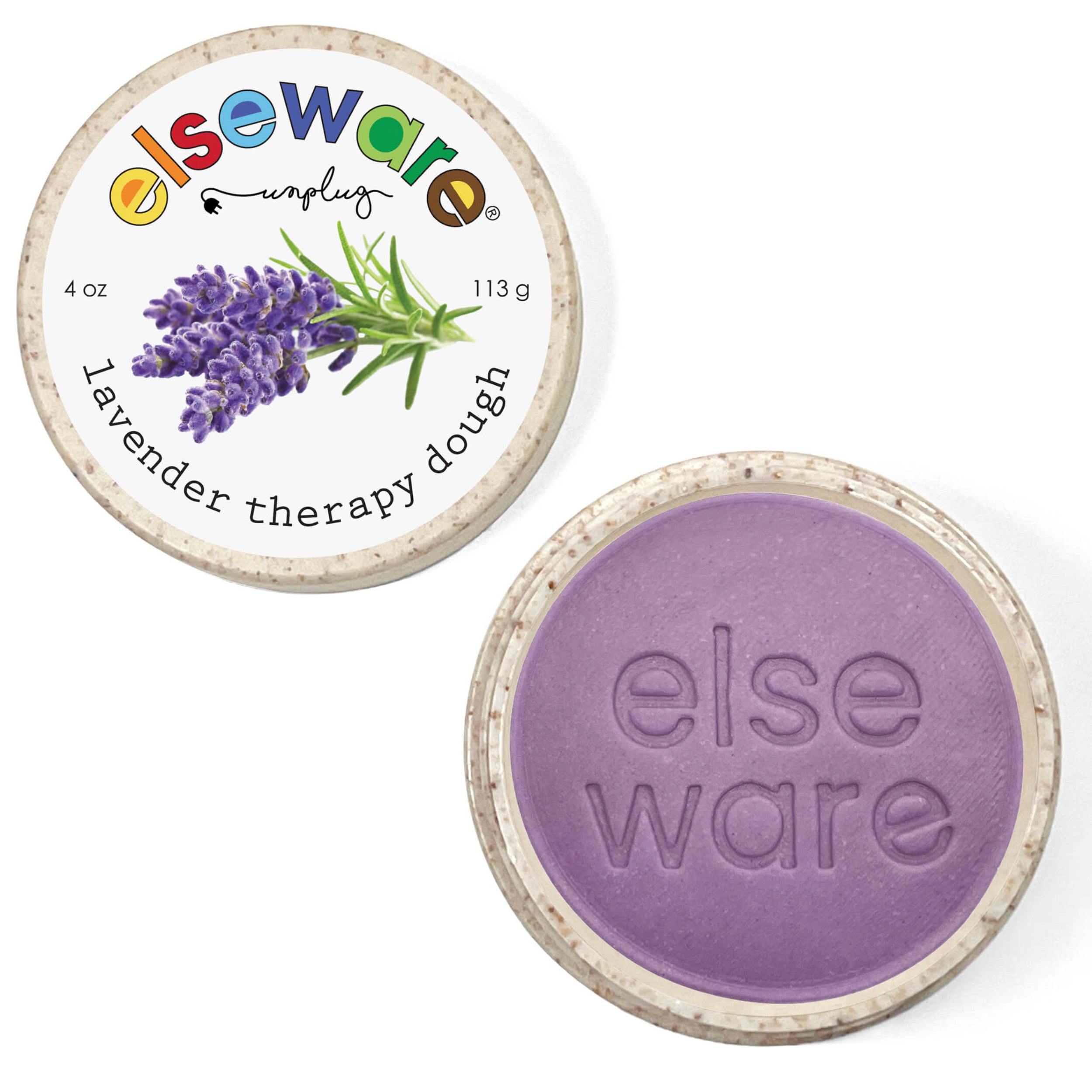 Purple lavender therapy dough with 'else ware' branding on a white background