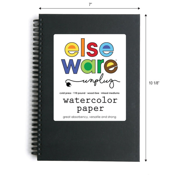 Large cotton rag watercolor paper pad 7x10 110 lb cold press by elseware unplug