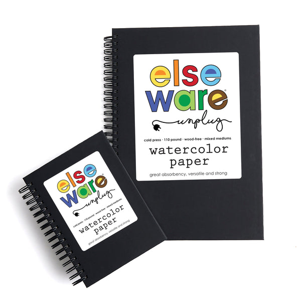 Close-up of elseware unplug small watercolor paper pad showing cold press texture and paper weight