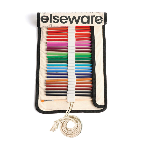 36-color watercolor pencils in a rolled canvas case, eco-friendly art kit by elseware unplug