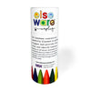 Else Ware beeswax crayon container with colorful crayons on a white background