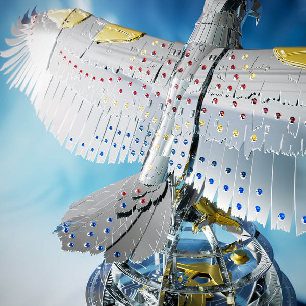 Unity Wings Golden Armor mechanical eagle model with Swarovski crystal finish