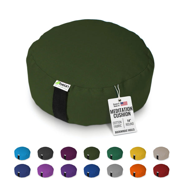 Zafu Meditation Cushion – Organic Buckwheat Hull Filling, Cotton, Made in USA