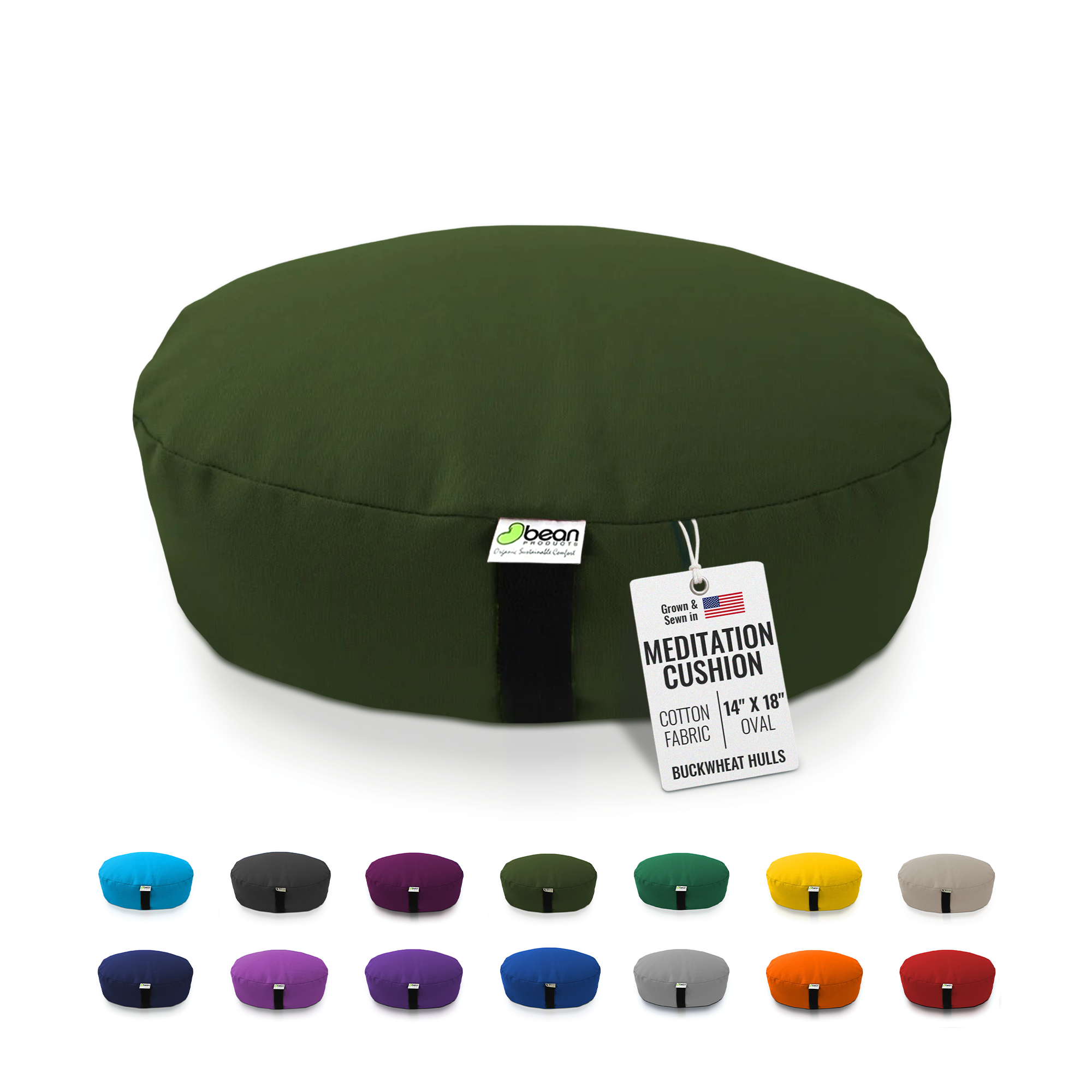 Zafu Meditation Cushion – Organic Buckwheat Hull Filling, Cotton, Made in USA