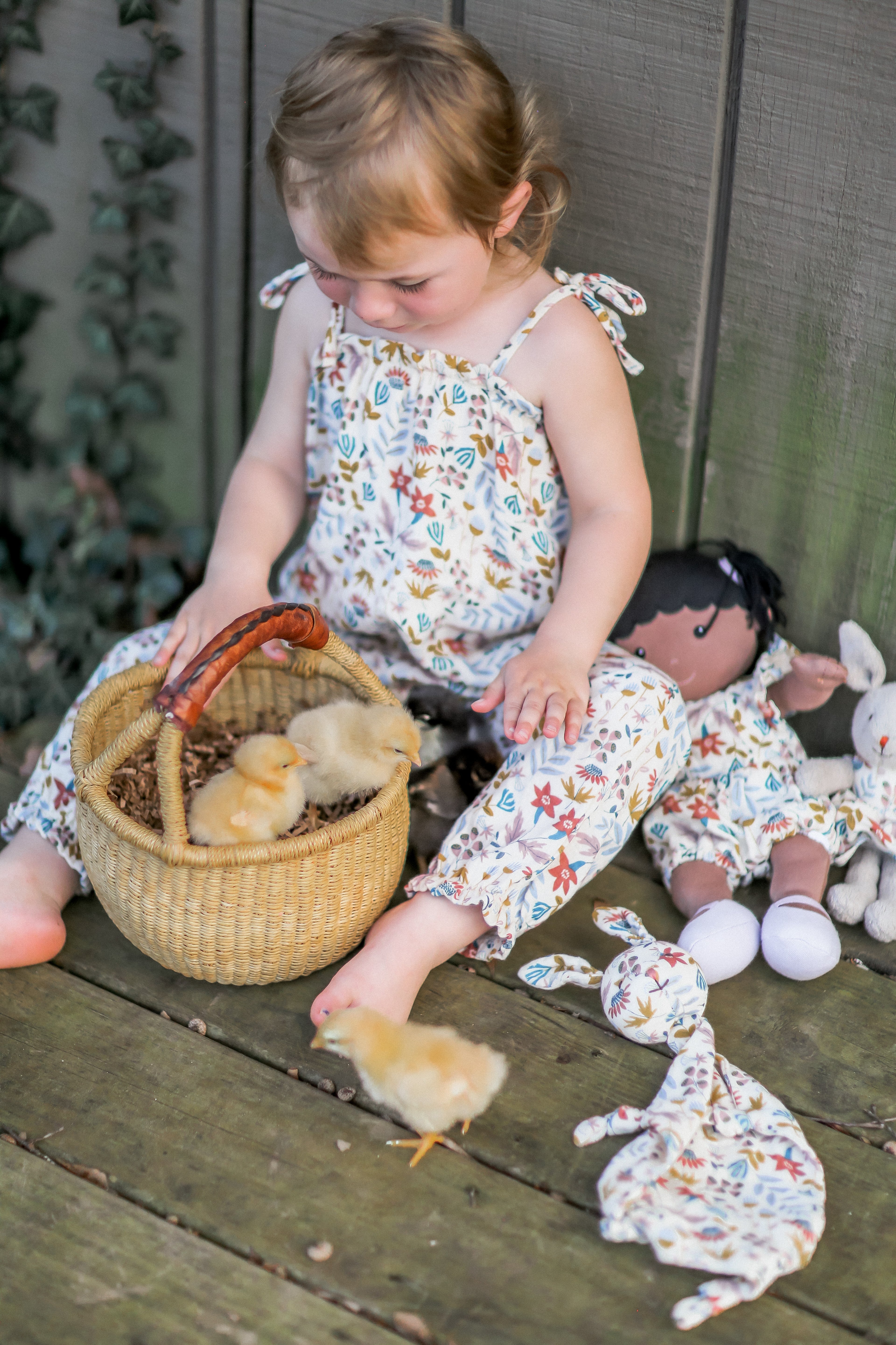 Organic Muslin Tie Shoulder Jumpsuit for Babies – Earthtone Floral