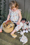 Organic Muslin Tie Shoulder Jumpsuit for Babies – Earthtone Floral