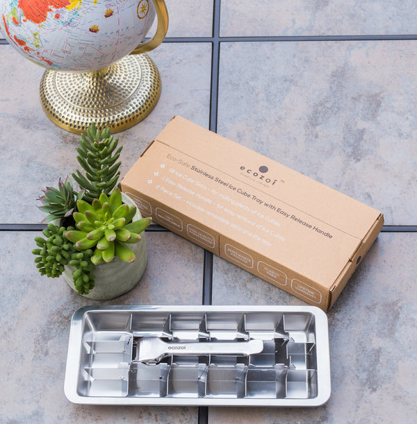 Stainless Steel Ice Cube Tray with Easy Release Handle | BPA-Free Metal Ice Tray