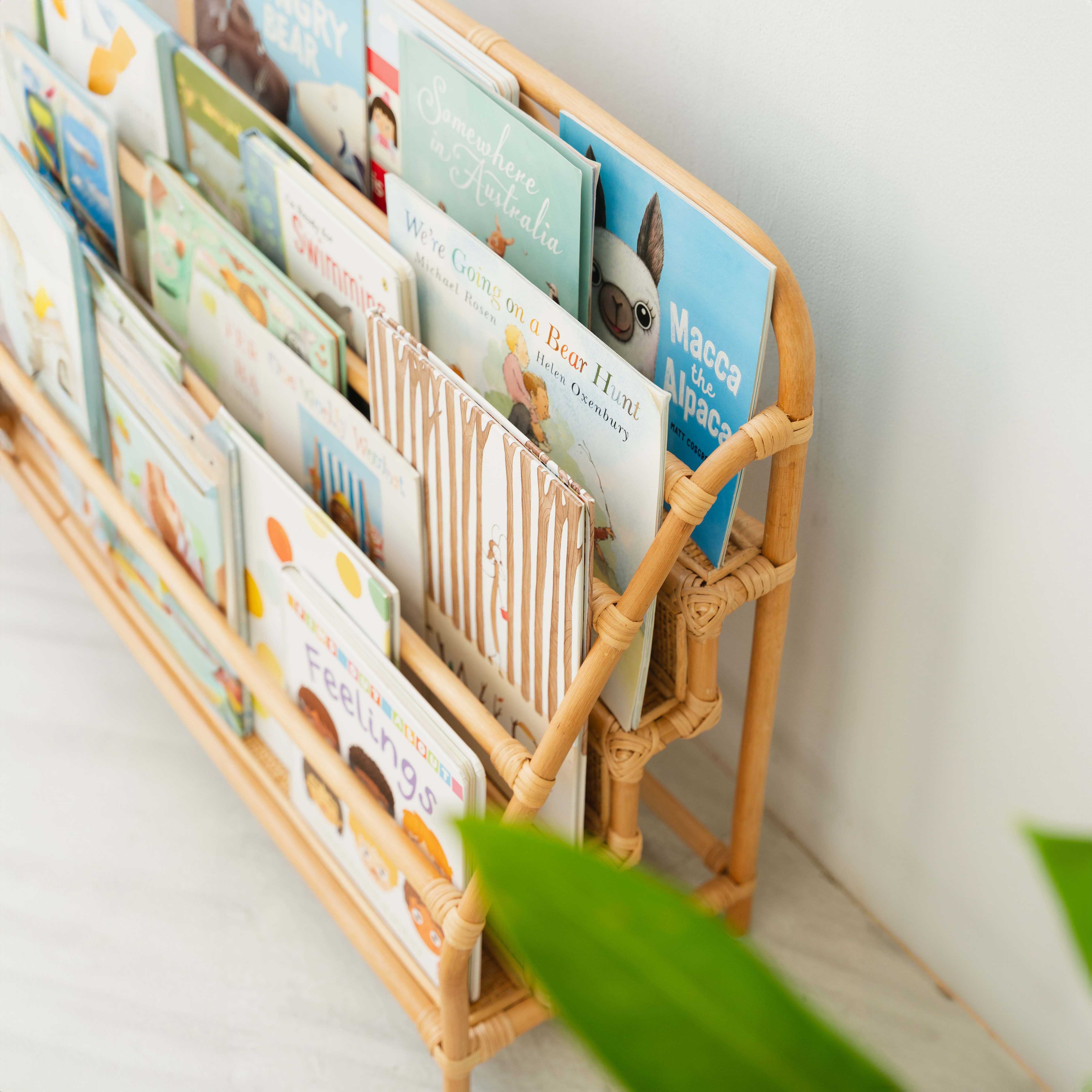 Elena Kids Rattan Montessori Bookshelf | Children's Book Display