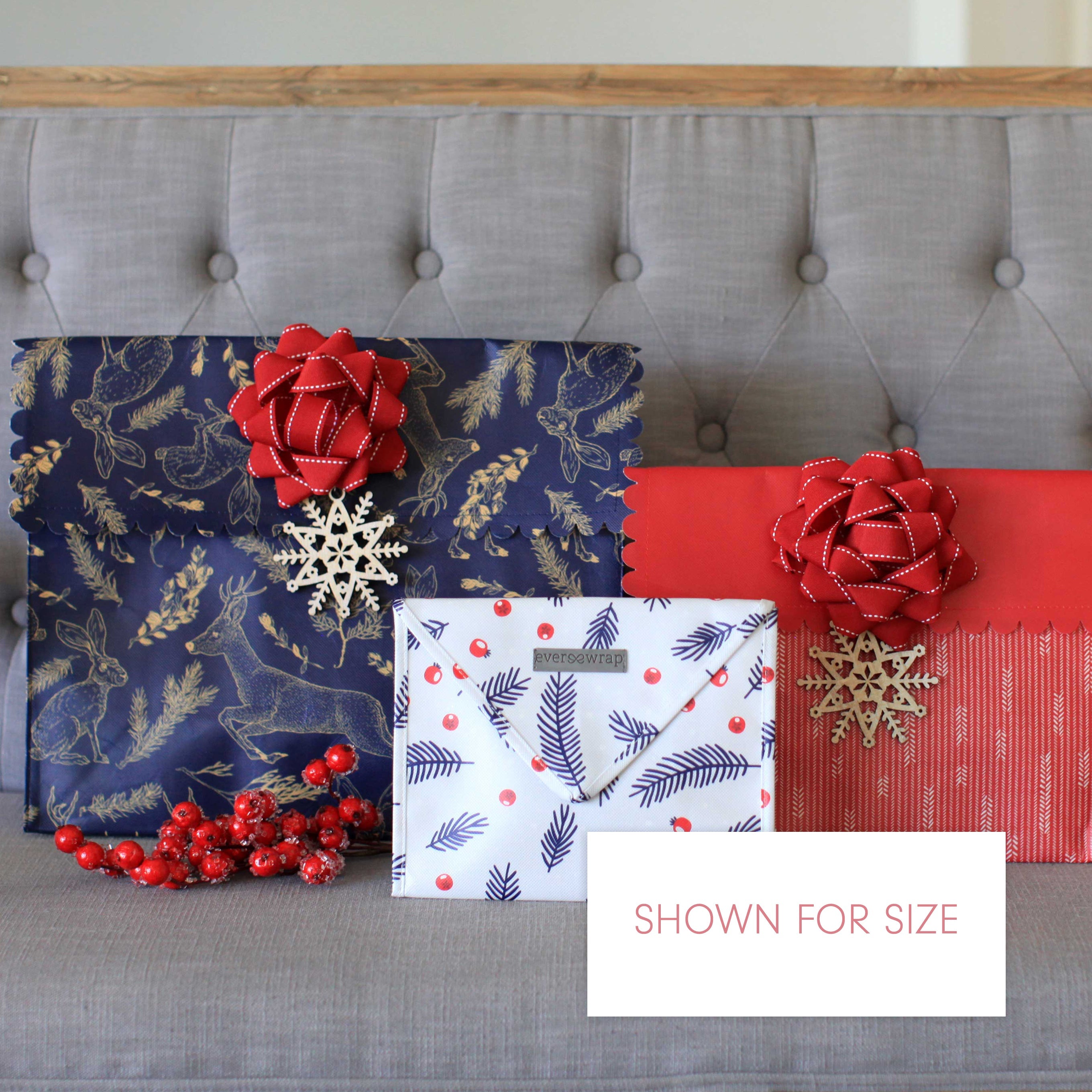 EverWrap Large Reusable Gift Bag – Navy Forest Animals with Magnetic Closure