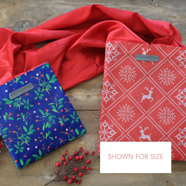EverBag medium reusable Christmas gift bag folded flat showing compact, storable design
