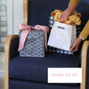 Size reference of EverBag small reusable gift bag measuring 8 x 8 x 4.5 inches