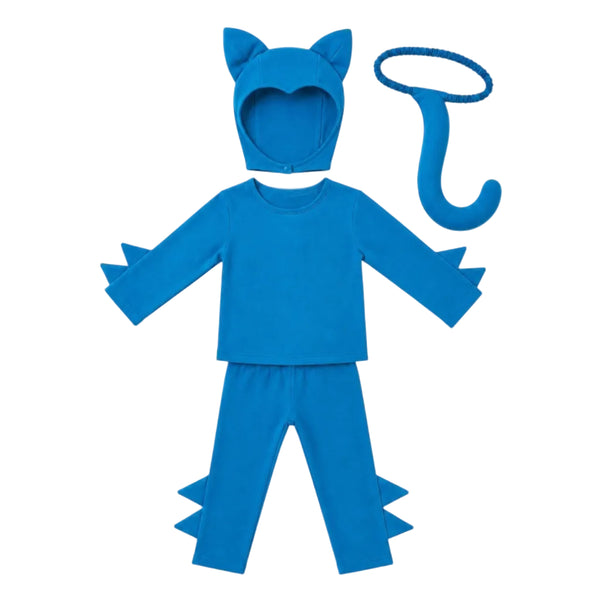 Blue Cat Pajama Costume cotton fabric detail
