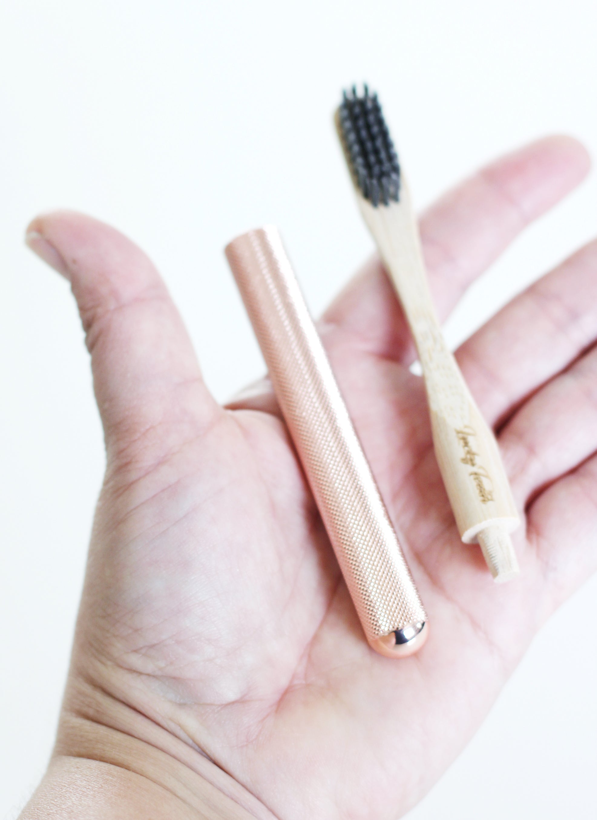 Replaceable Bamboo Toothbrush Copper Handle - Soft Charcoal Bristles