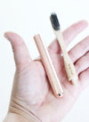 Replaceable Bamboo Toothbrush Copper Handle - Soft Charcoal Bristles