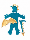 Jade Blue and Gold Dragon Costume shown flat to display cotton and spandex fabric