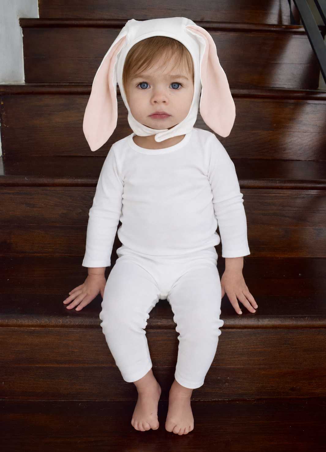 Ivory bunny costume for babies with lop-eared bonnet, product view 3