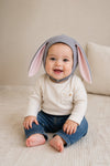 Gray Bunny Bonnet lining detail showing soft cotton fabric