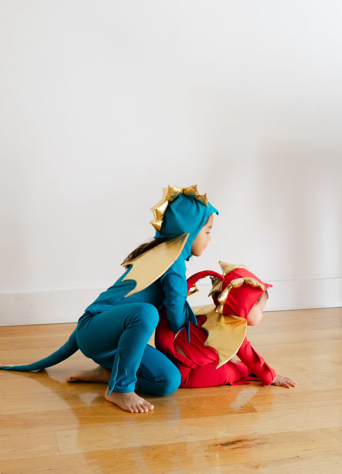 Jade Blue and Gold Dragon Costume Pajamas for Baby & Kids