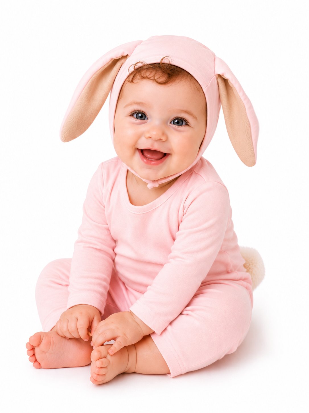 Pink Bunny Costume fluffy faux fur tail on covered elastic belt