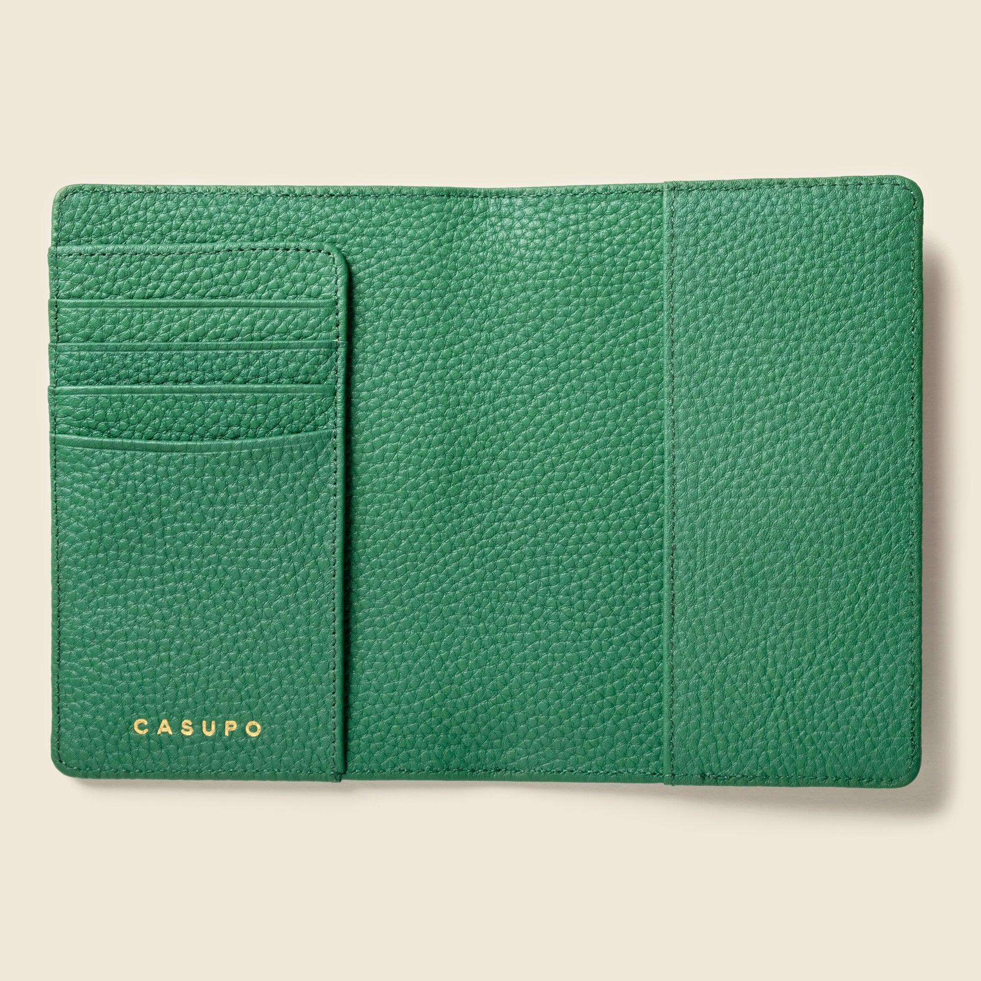 Leather Passport Wallet with RFID - Green