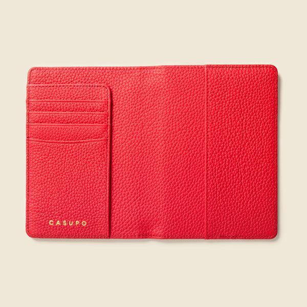 Leather Passport Wallet with RFID - Red