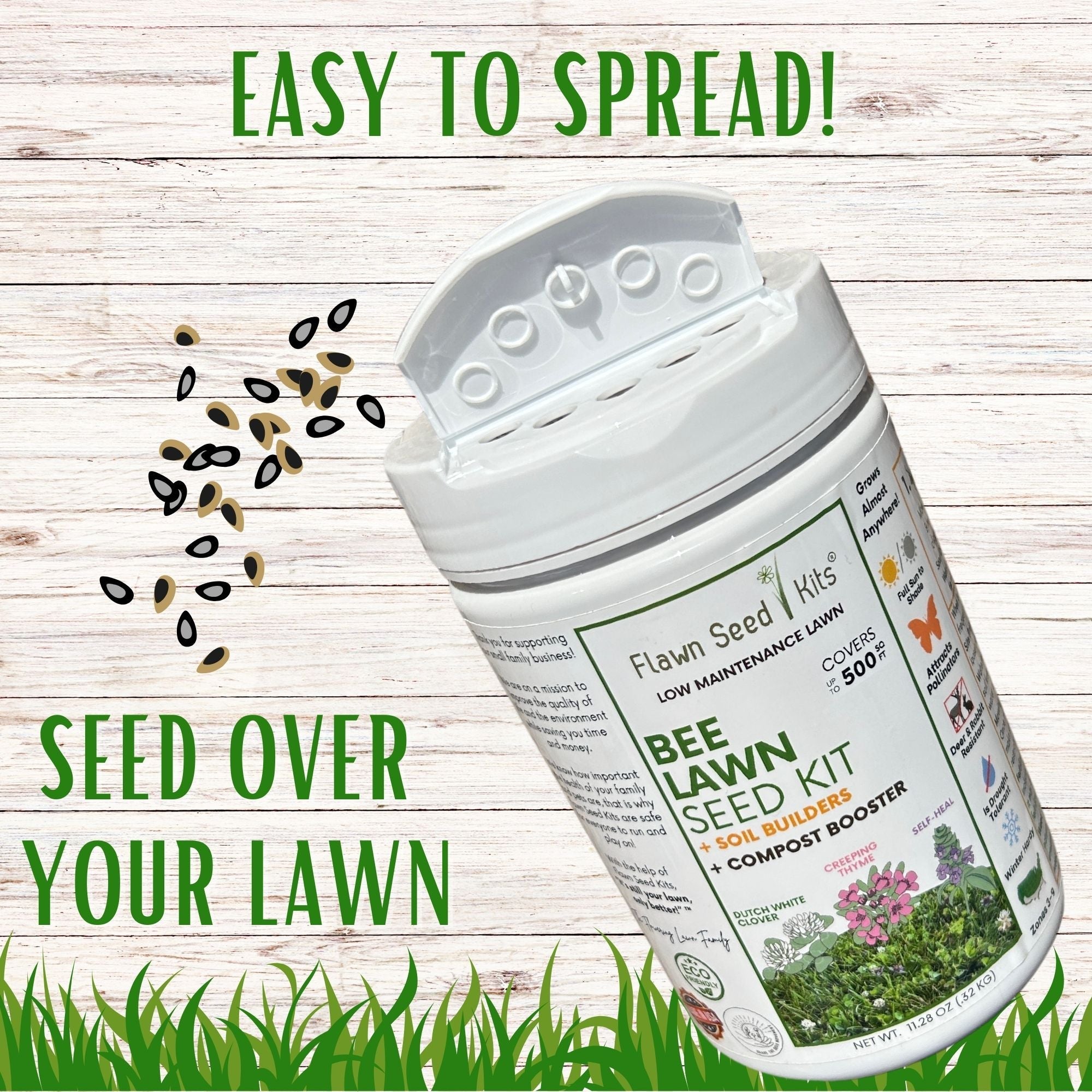 Bee Lawn Seed Kit - Easy Spread Shaker: Create Your Vibrant, Pollinator-Friendly Oasis