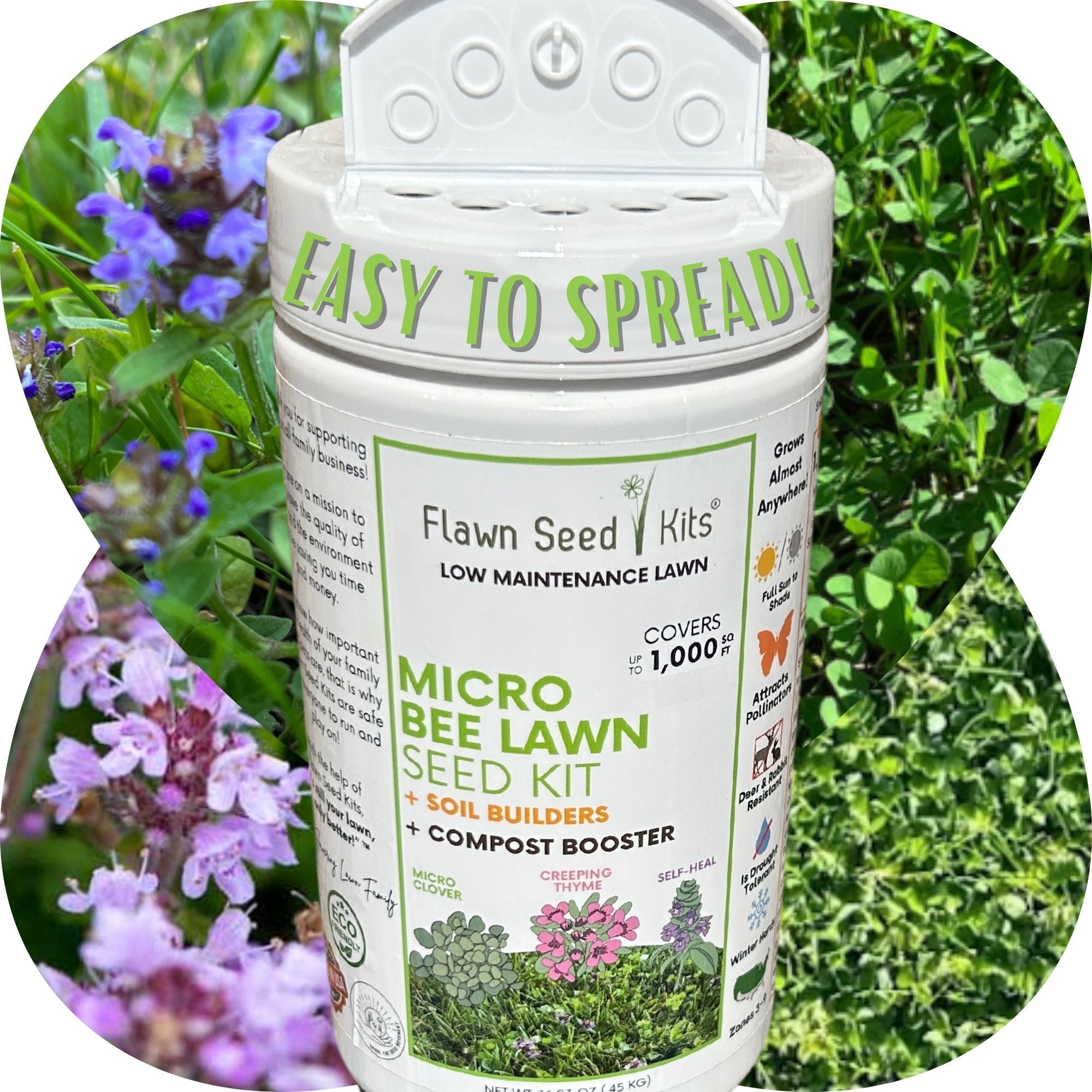 Micro Bee Lawn Seed Mixture - Easy Spread Shaker: Your Low-Sting, Eco-Friendly Oasis