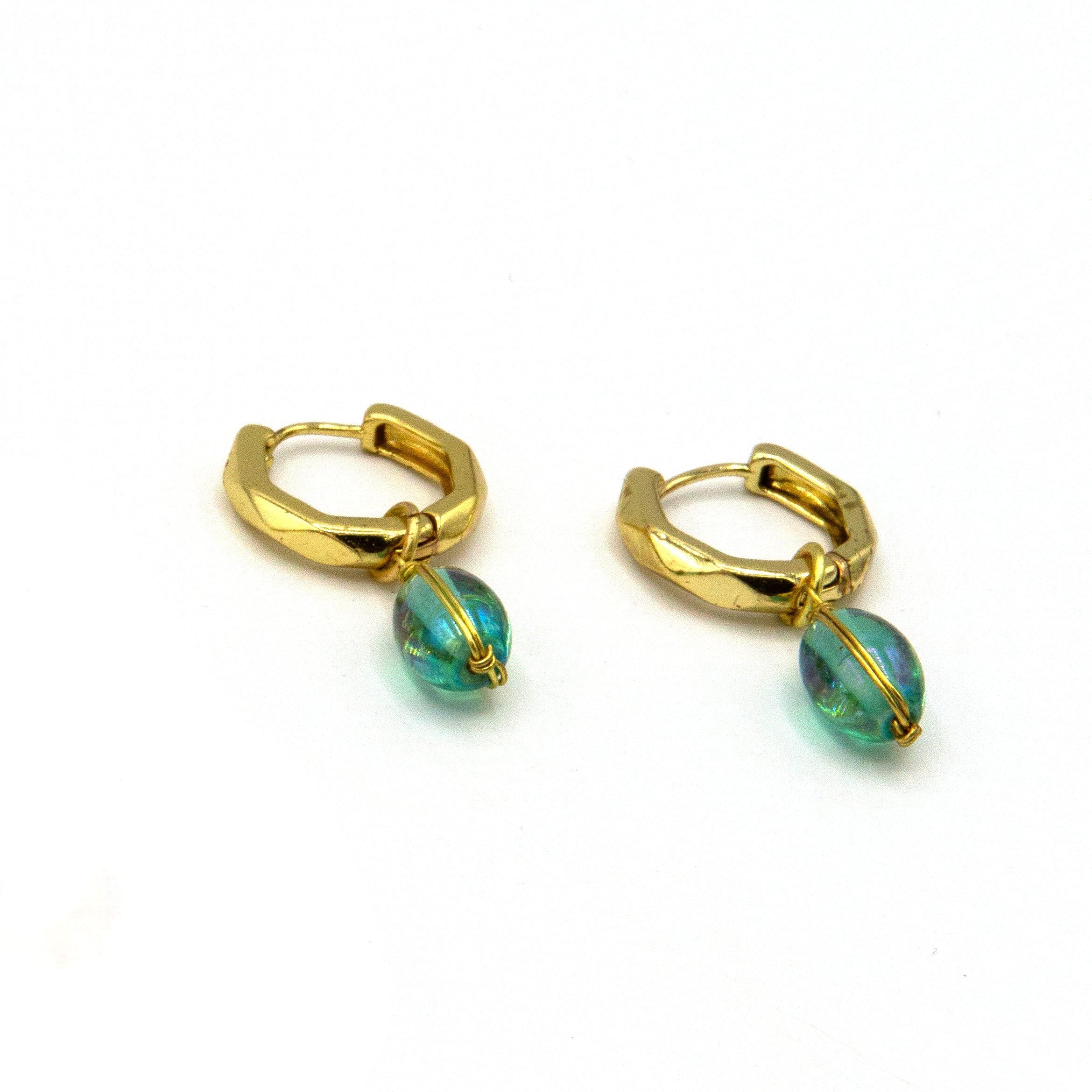 Fair Anita Faceted Pendant Hoops styled as a gift — ethically handmade drop earrings in recycled brass