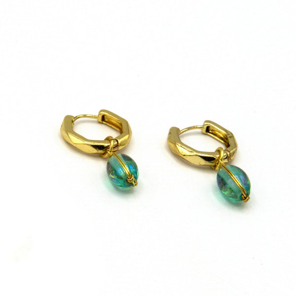 Fair Anita Faceted Pendant Hoops styled as a gift — ethically handmade drop earrings in recycled brass