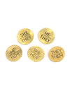 Fair trade brass pronoun pins displayed together – sustainable accessories by Fair Anita
