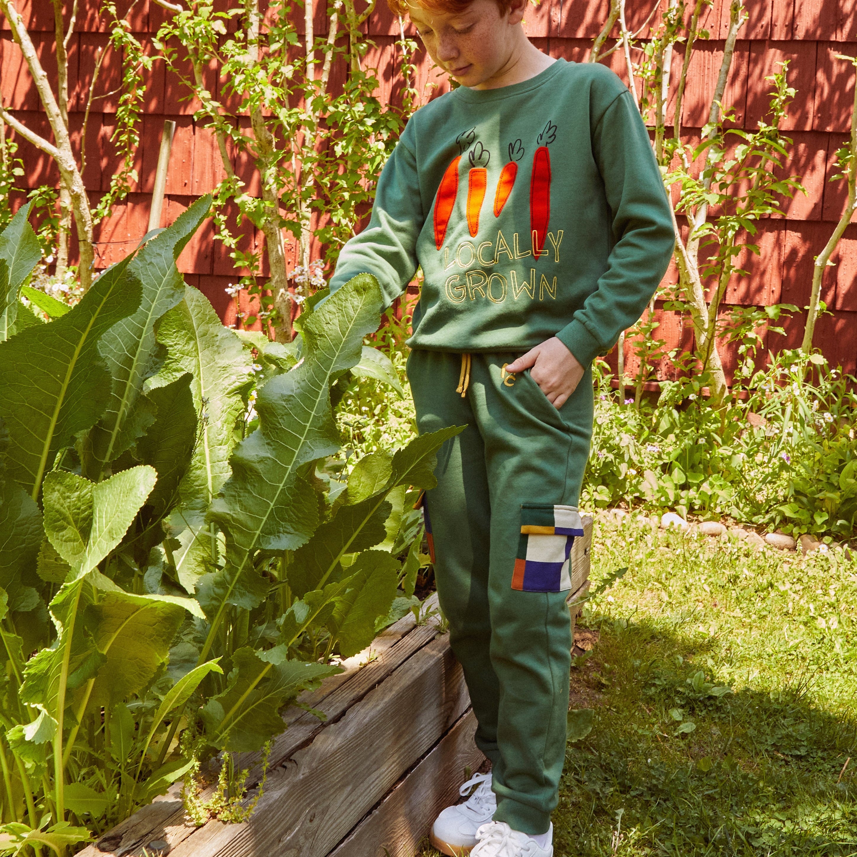 Mon Coeur Green Checkered Pocket Jogger for babies and kids, sizes 1Y to 12Y
