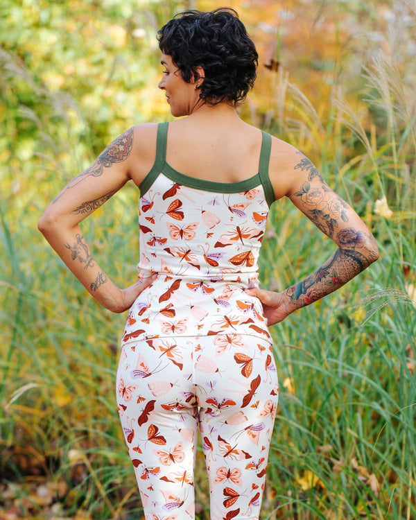Thunderpants USA Field Study moth print cami — side styling view on model