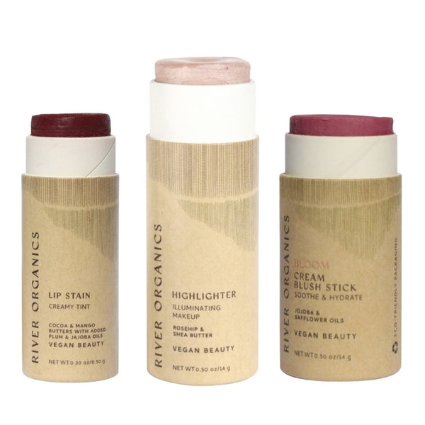 🌸 Lip + Highlighter + Blush Set – Naturally Radiant Beauty in 3 Simple Steps