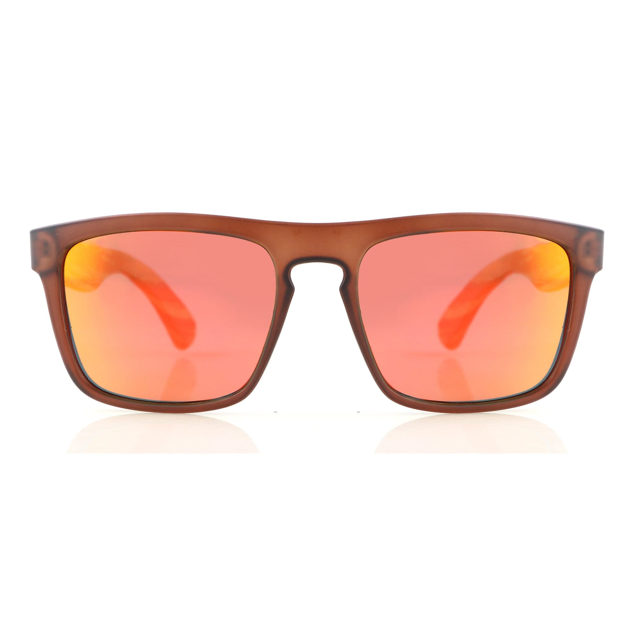 Close-up of Flash wooden sunglasses showing African Zebrawood grain detail