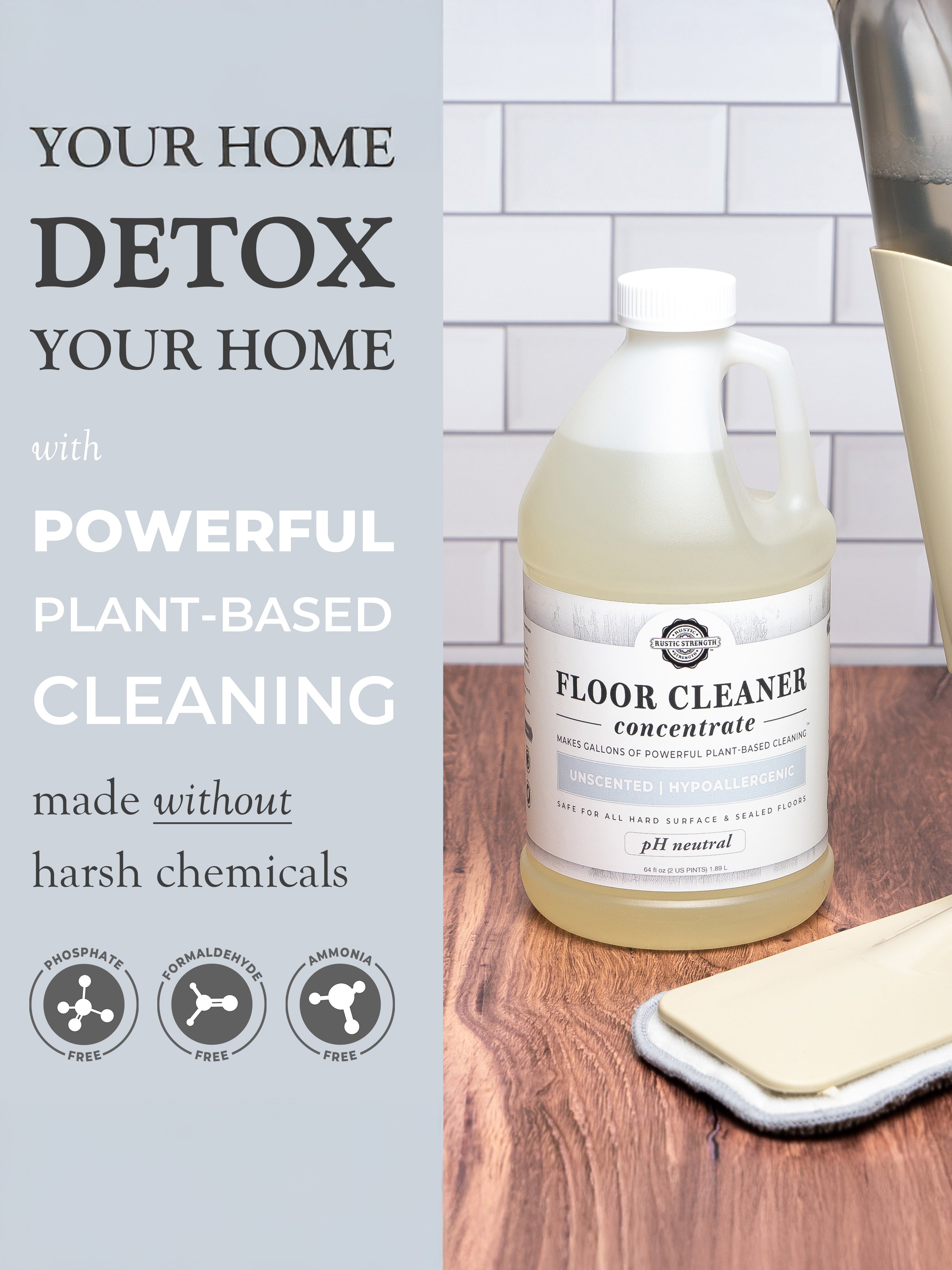 Wild Flowers Floor Cleaner Concentrate — Non-Toxic Plant-Based pH Neutral Floor Cleaner | Safe for Kids, Pets & All Hard Floors | Made in the USA