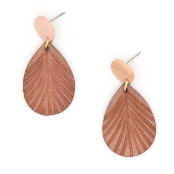 Flora Drop Earrings in peach and pink upcycled bone by Fair Anita