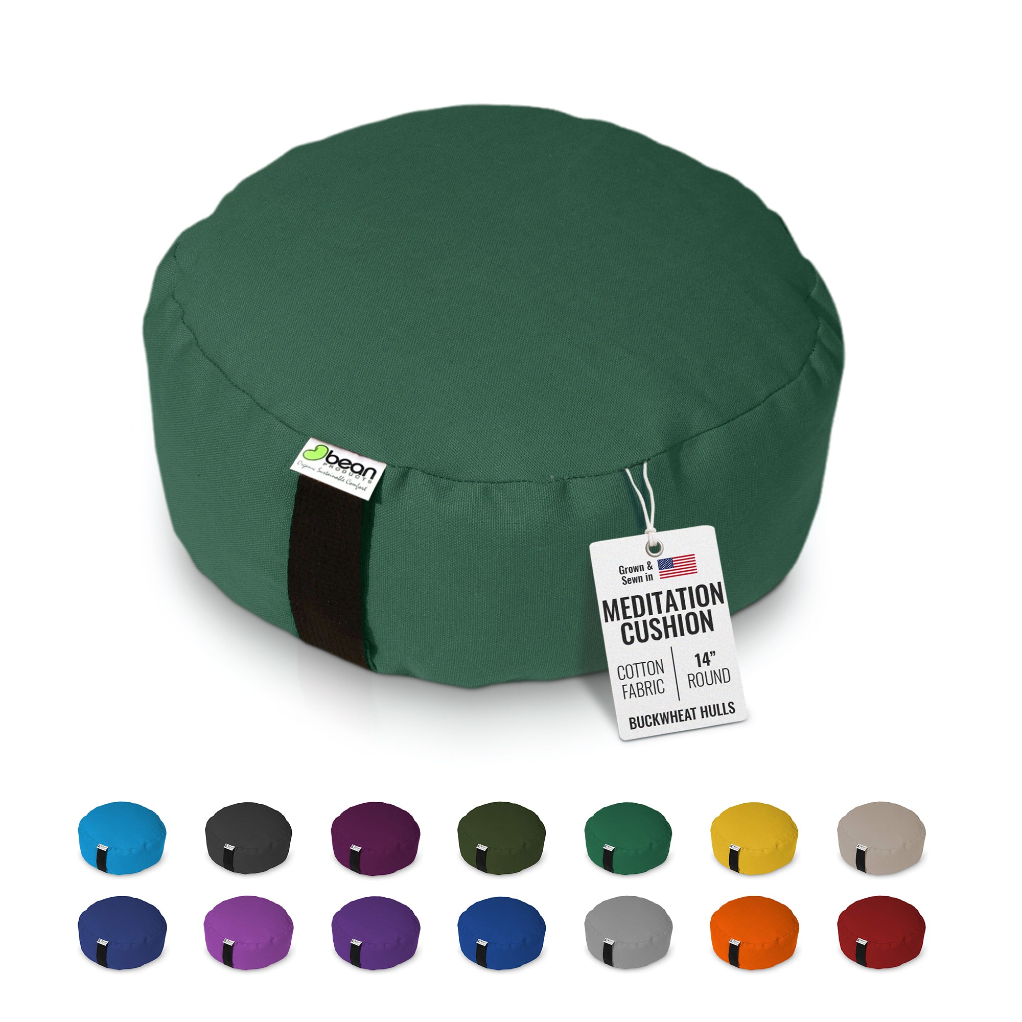 Zafu Meditation Cushion – Organic Buckwheat Hull Filling, Cotton, Made in USA