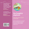 Back cover of The Forgetful Elephant bedtime picture book for children ages 3 to 8