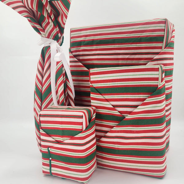 Scandi Julrander Furoshiki Reusable Gift Wrap Set of 4