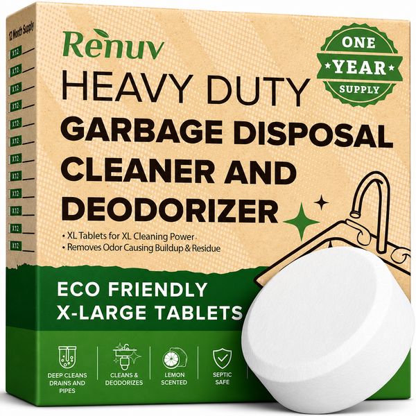 Renuv Garbage Disposal Cleaner & Deodorizer Tablets – Heavy Duty, Citrus Scent, 12 Pack