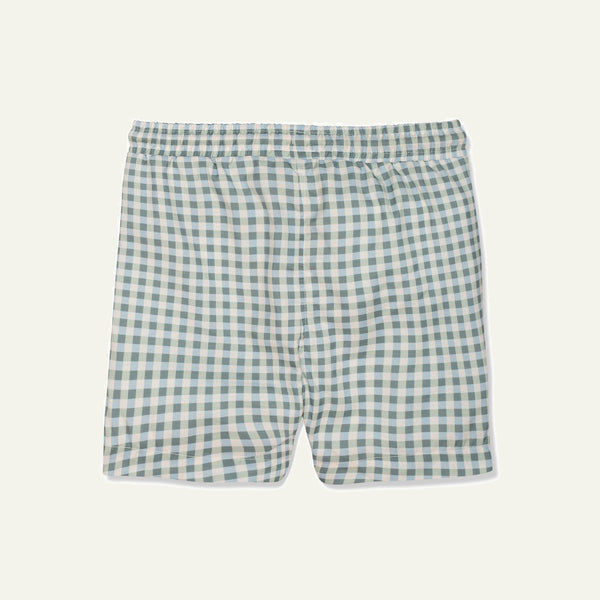 Seaqual Recycled Polyester Blue Gingham Kid Swim Trunks